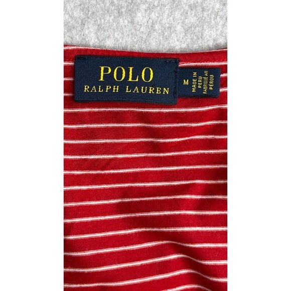 Polo Ralph Lauren Ladies Ruffle Trim Top Size M Red Stripe - Picture 7 of 8